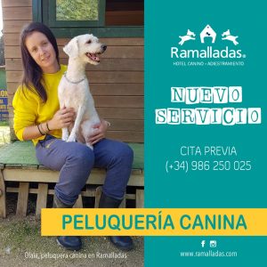 Cartel anunciando la peluquería canina